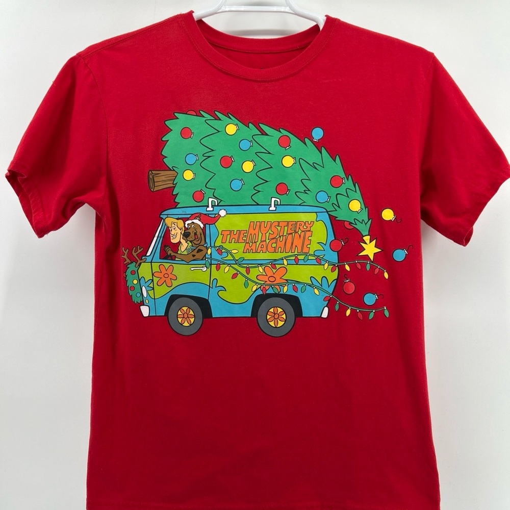 Scooby Do T-Shirt Men’s Unisex Medium Red Holiday Cartoon Cotton Blend Fun